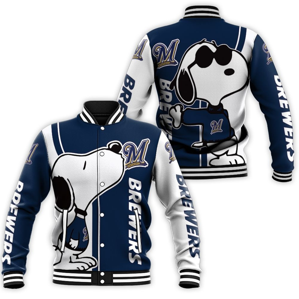 Milwaukee Brewers Snoopy Lover 3d Printed Baseball Jacket for Men Women