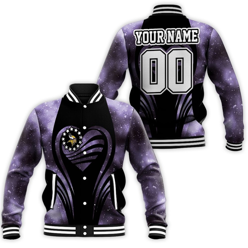 Minnesota Vikings 3d Personalized Baseball Jacket for Men Women