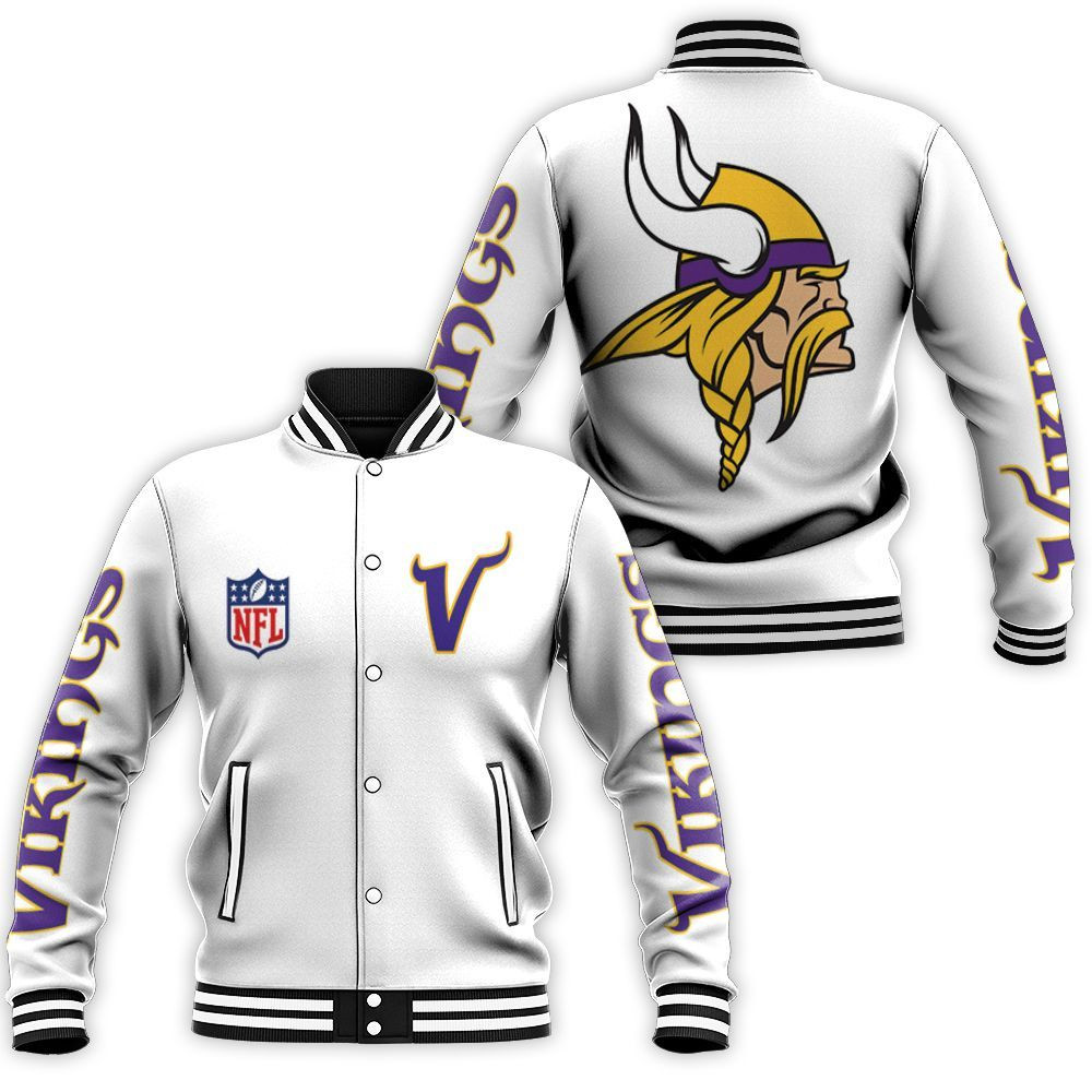 Minnesota Vikings Nfl Bomber Jacket 3d Baseball Jacket for Men Women