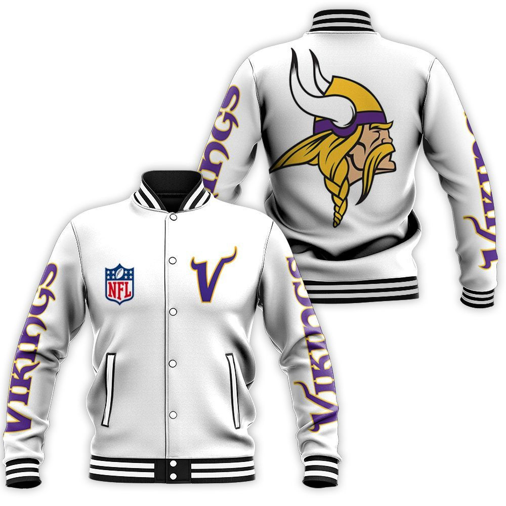 Minnesota Vikings Nfl Bomber Jacket 3d Jersey Baseball Jacket for Men Women