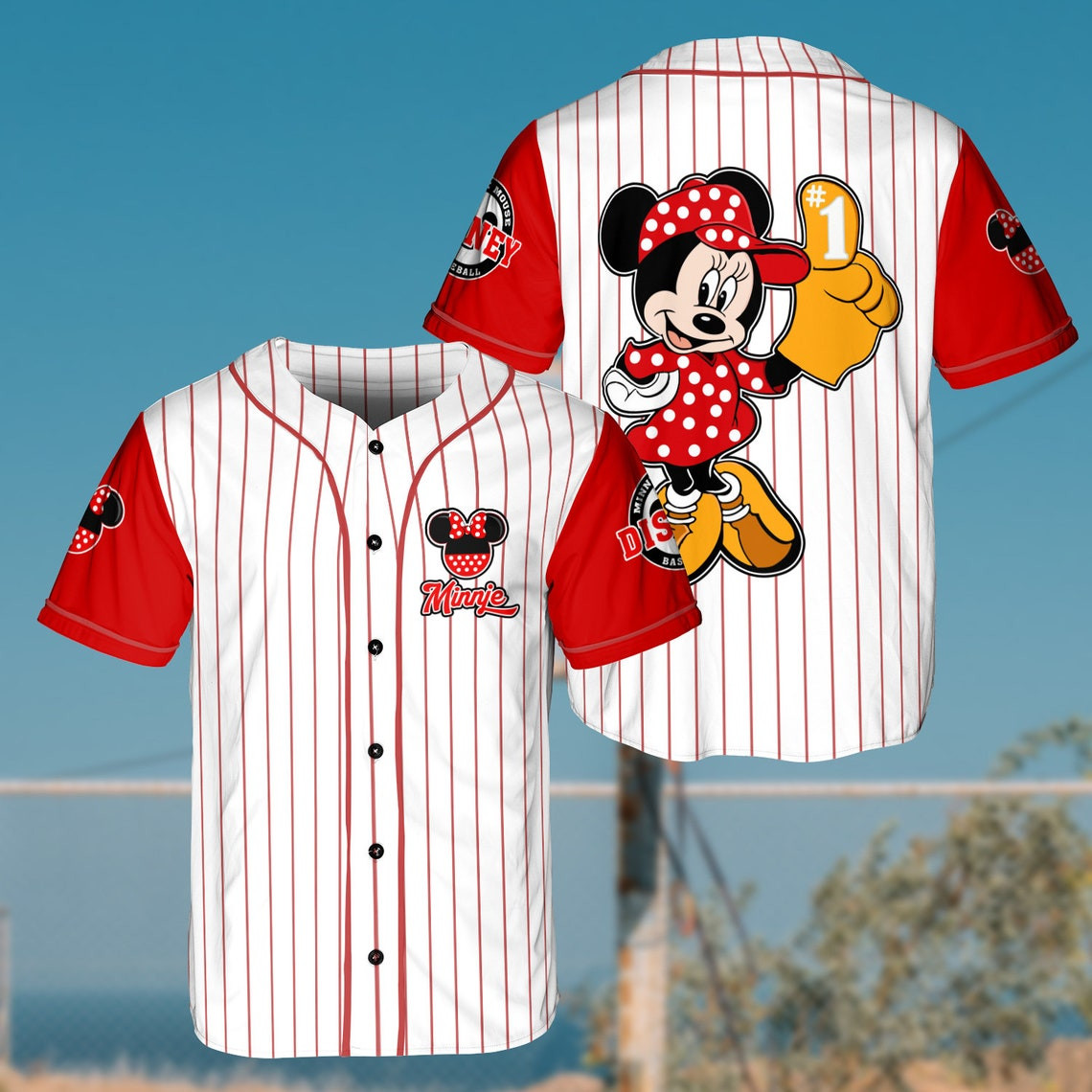 Minnie Mouse Baseball Jersey Disney Unisex Cartoon MLB Baseball Jersey Shirt Men Women