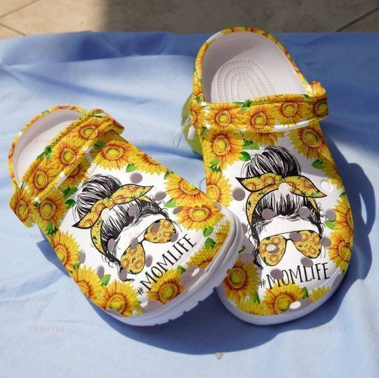 Mom Life Sunflowers 6 Girl Loves Sunflowers Gift For Lover Rubber Crocs Clog Shoes Comfy Footwear