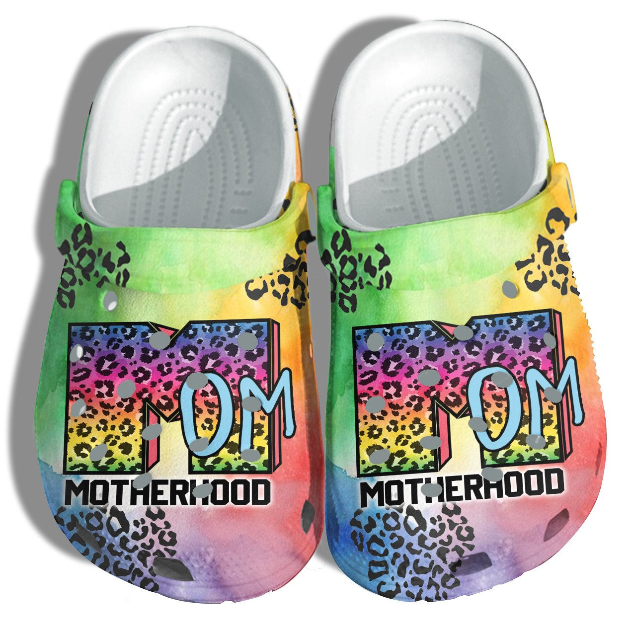 Mom Motherhood Hippie Shoes Crocs - Hippie Leopard Clogs Birthday Gifts