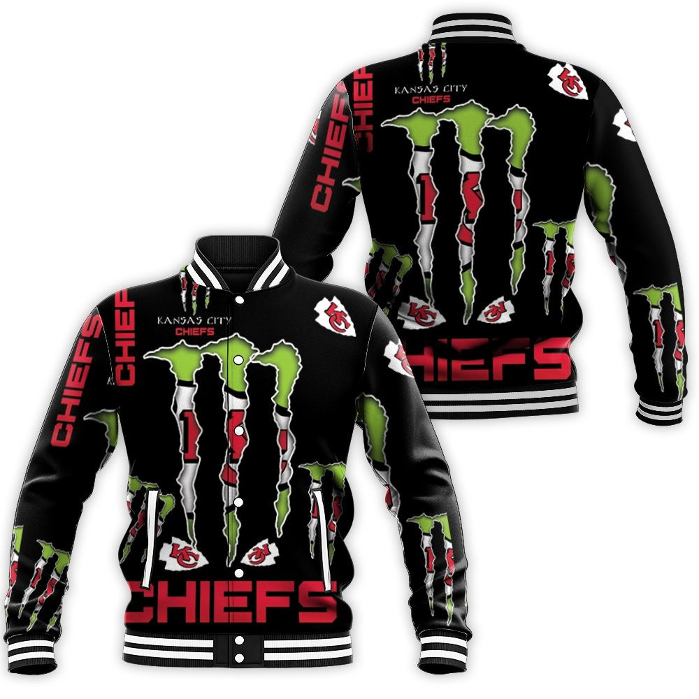 Monster Energy Logo For Lovers Kansas City Chiefs Baseball Jacket for Men Women