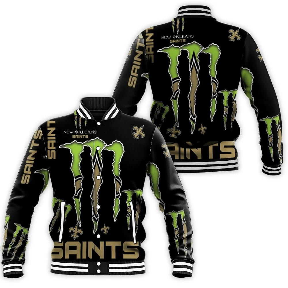 Monster Energy Logo For Lovers New Orleans Saints Baseball Jacket for Men Women