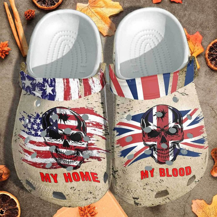 My Blood UK My Home USA Flag Custom Crocs Classic Clogs Shoes Crocs Classic Clogs Shoes Gift For Men Women