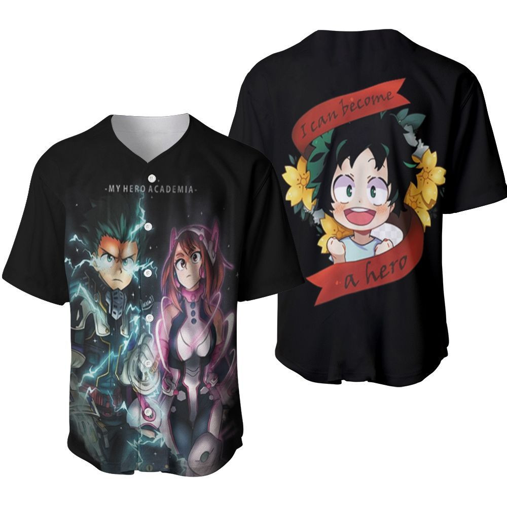 My Hero Academia Ochako Uraraka Midoriya Izuku In Fighting Suits Thunder Gift For Lover Baseball Jersey