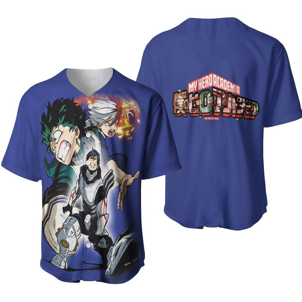 My Hero Academia Todoroki Shouto Midoriya Izuku Fire Iida Fighting For Fan Gift For Lover Baseball Jersey