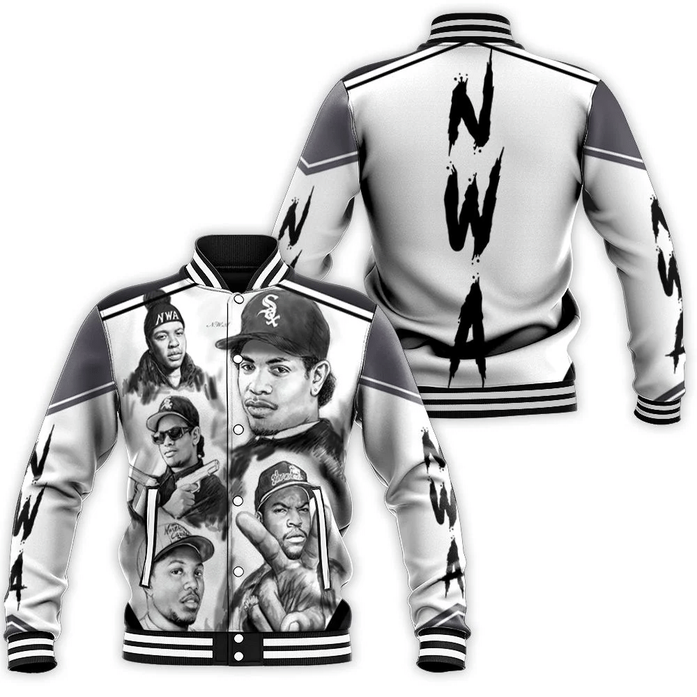 NWA Group Member S Black And White Baseball Jacket for Men Women