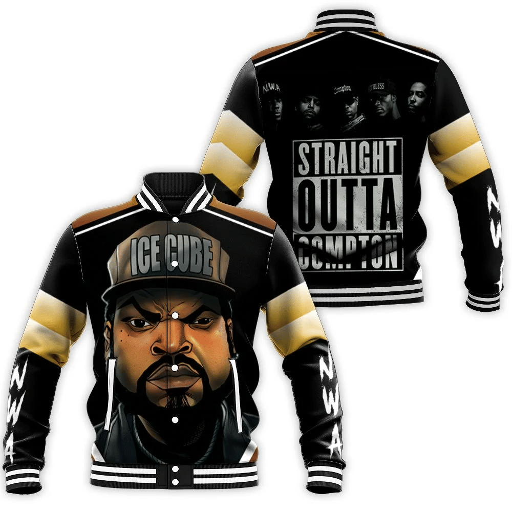 NWA Ice Cube Straight Outta Compton Baseball Jacket for Men Women