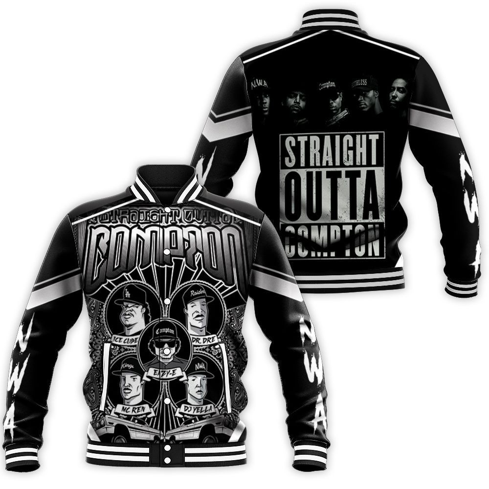 NWA Straight Outta Compton Art Members Caricature Baseball Jacket for Men Women