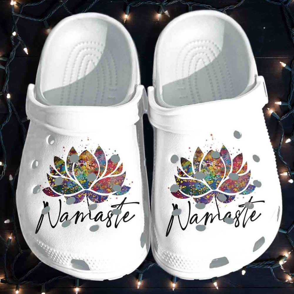 Namaste Lotus Yoga Love Light And Peace Gift For Lover Rubber Crocs Clog Shoes Comfy Footwear