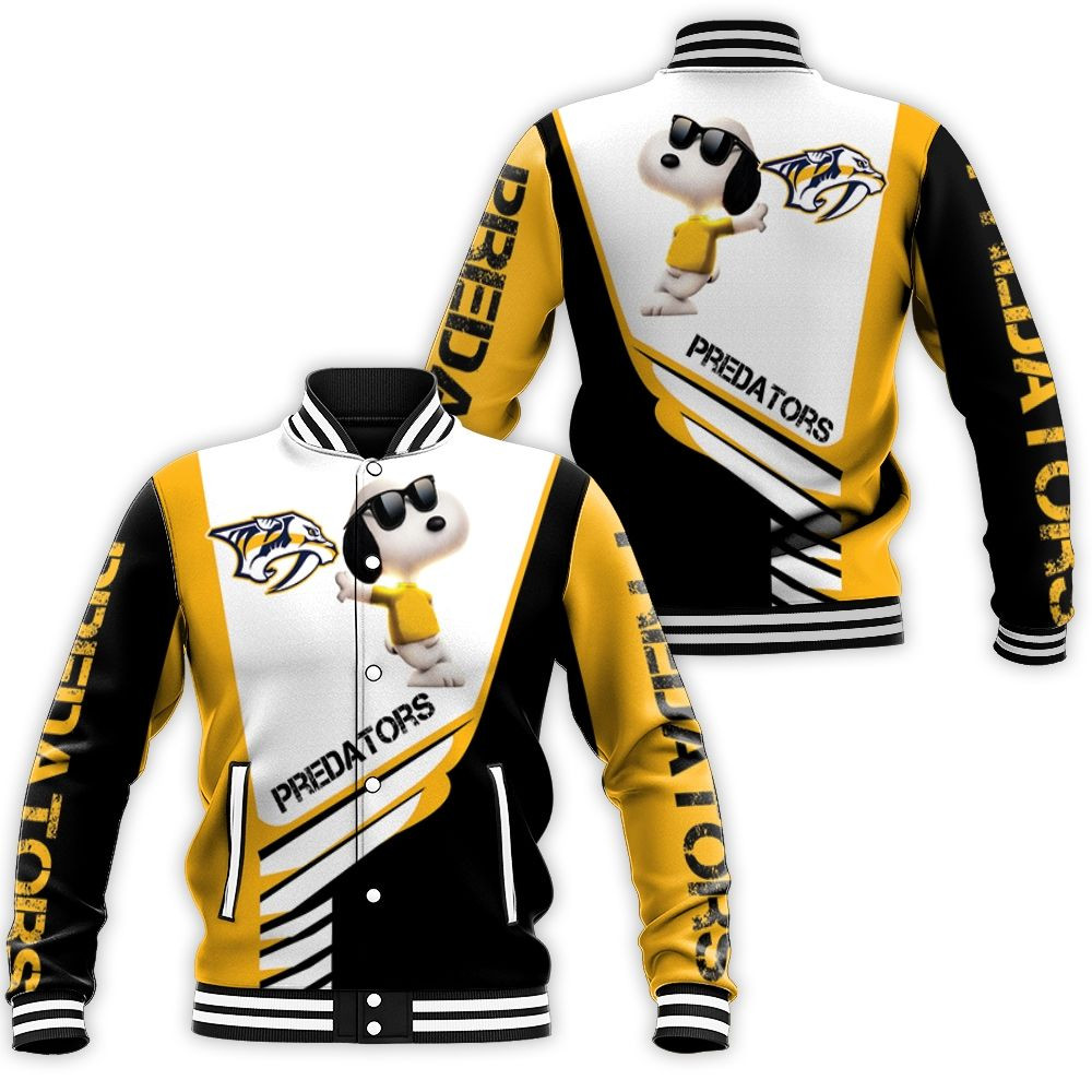 Nashville Predators Snoopy For Fans 3d Baseball Jacket for Men Women