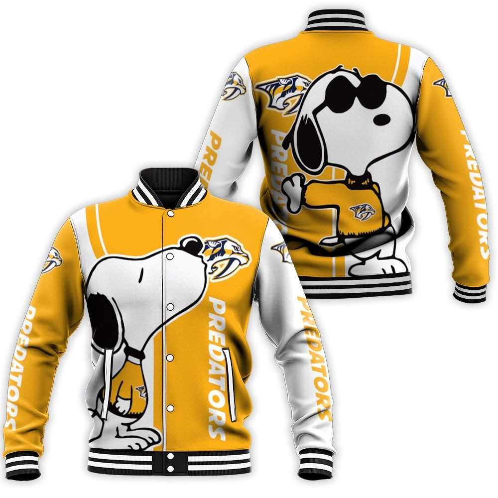 Nashville Predators Snoopy Lover 3d Printed Baseball Jacket for Men Women