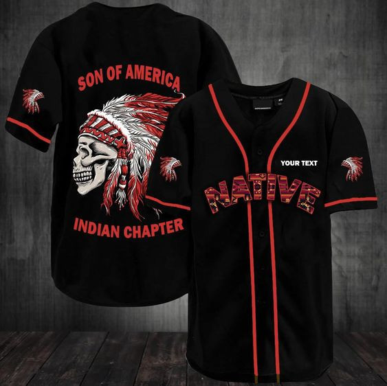 Native American Son Of America Indian Chapter Custom Name Baseball Jersey