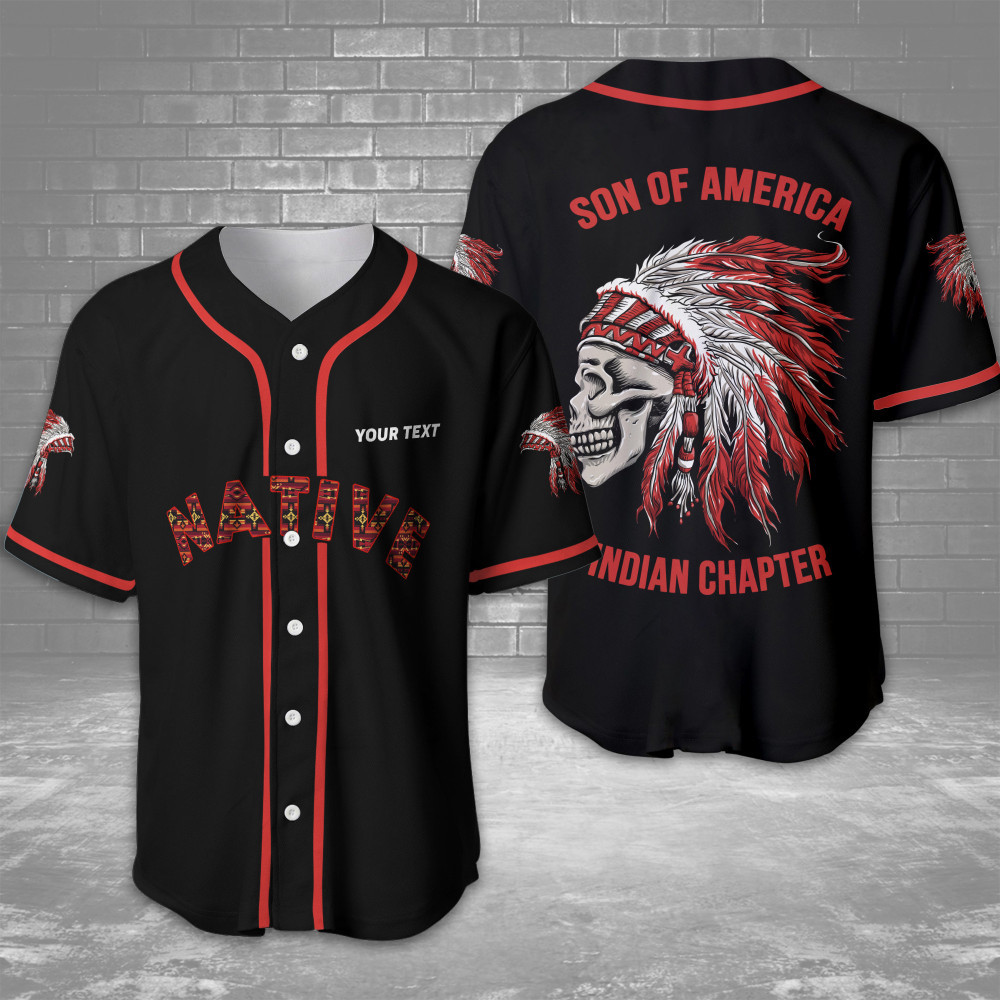 Native American Son Of America Indian Chapter Personalized Baseball Jersey, Unisex Jersey Shirt for Men Women