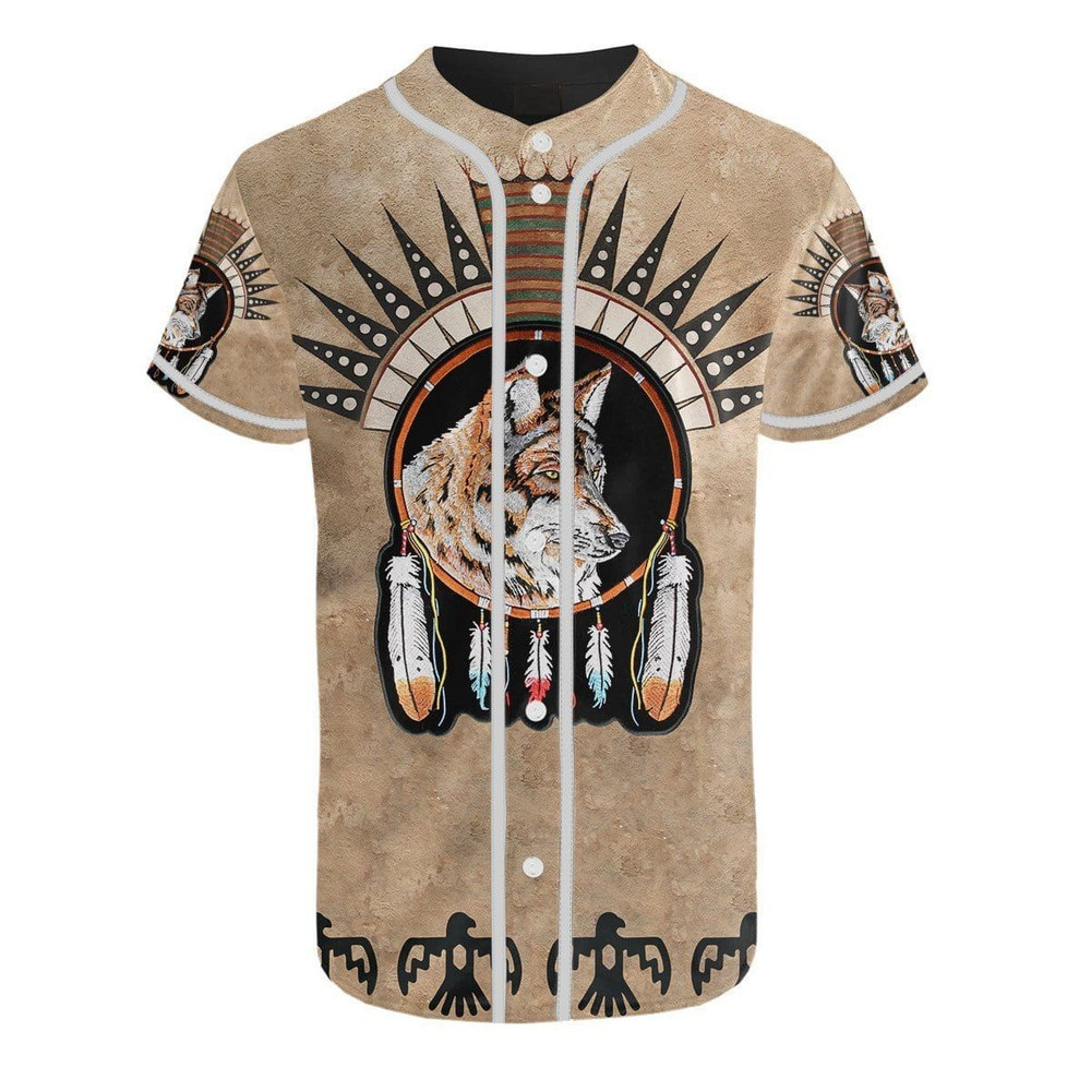 Native American Wolf Dreamcatcher Baseball Jersey