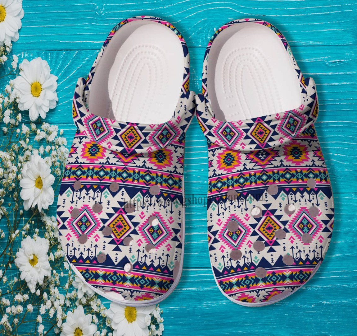 Native Boho Vintage Crocs Shoes Gift Grandma- Native Girl Boho Style Shoes Croc Clogs