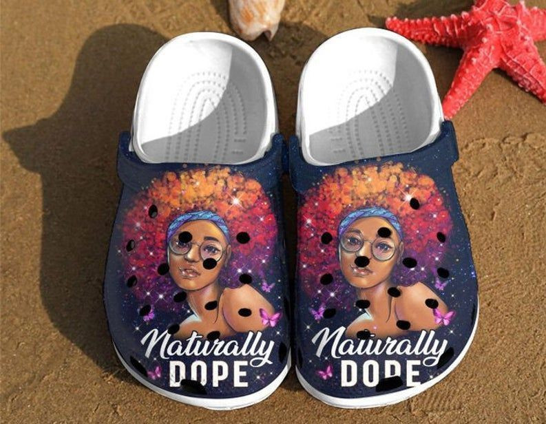 Naturally Dope Crocs Birth Month Gift Back Girl Rubber Crocs Clog Shoes Comfy Footwear