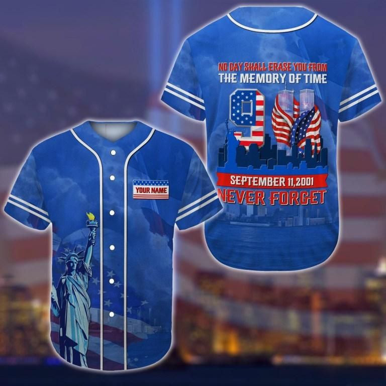 Never Forget 911 Personalized Baseball Jersey