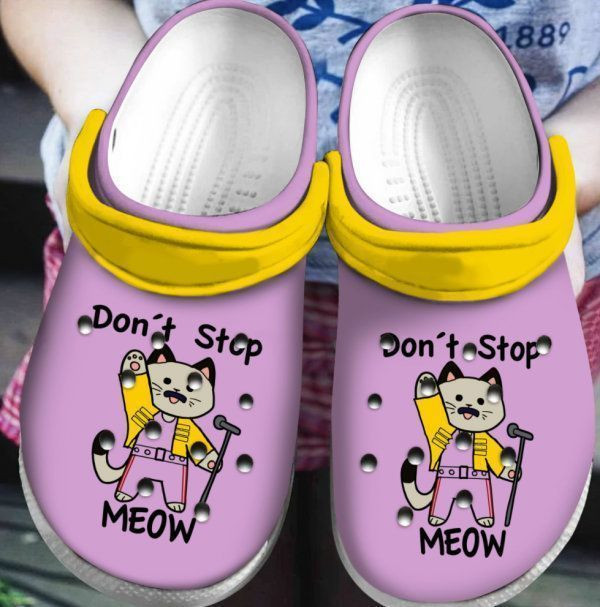 New Freddie Mercury Cat Dont Stop Meow Gift For Lover Rubber Crocs Clog Shoes Comfy Footwear