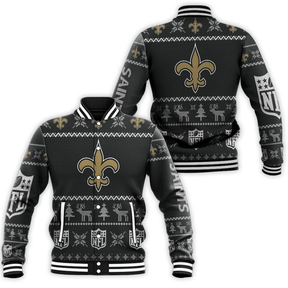 New Orleans Saints Christmas 3d Baseball Jacket for Men Women