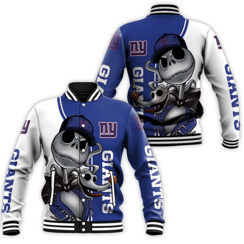 New York Giants Jack Skellington And Zero Baseball Jacket for Men Women