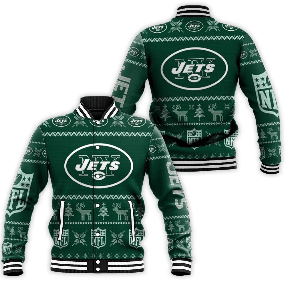 New York Jets Christmas 3d Baseball Jacket for Men Women