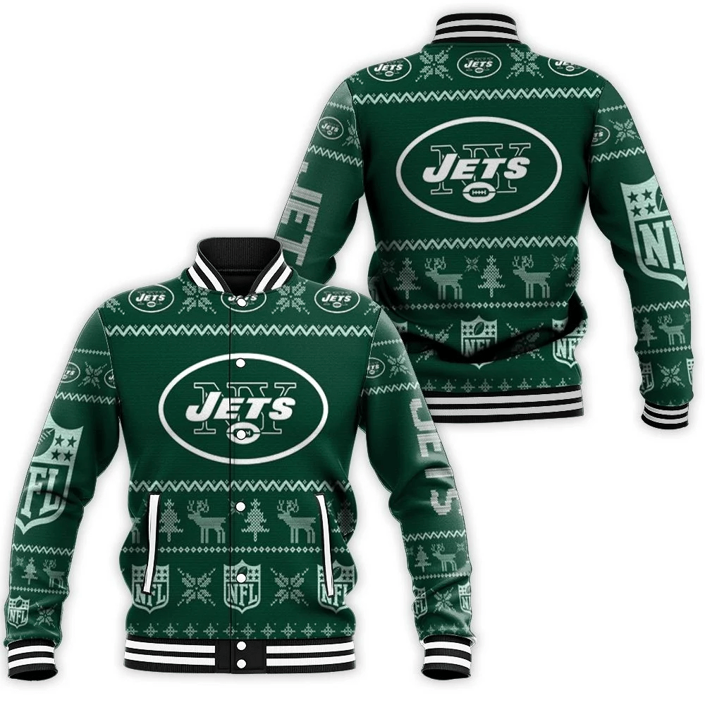 New York Jets Nfl Christmas 3d Baseball Jacket for Men Women