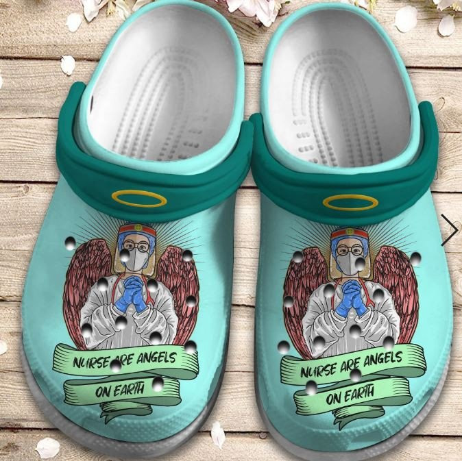 Nurse Are Angels On Earth Shoes Crocs Clogs Gift For Men Women Angle