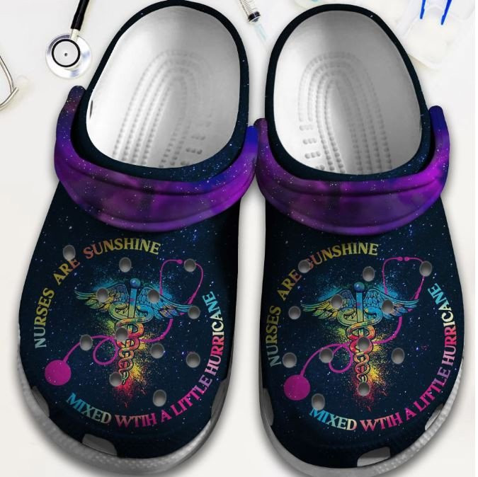 Nurse Are Sunshine Shoes - Mixed With A Little Hurricane Crocs Clogs
