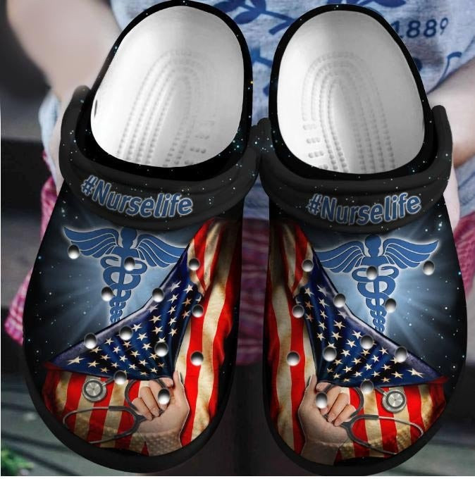 Nurse Caduceus Shoes Nurse Life Crocs Clogs Gift For Women Men NR