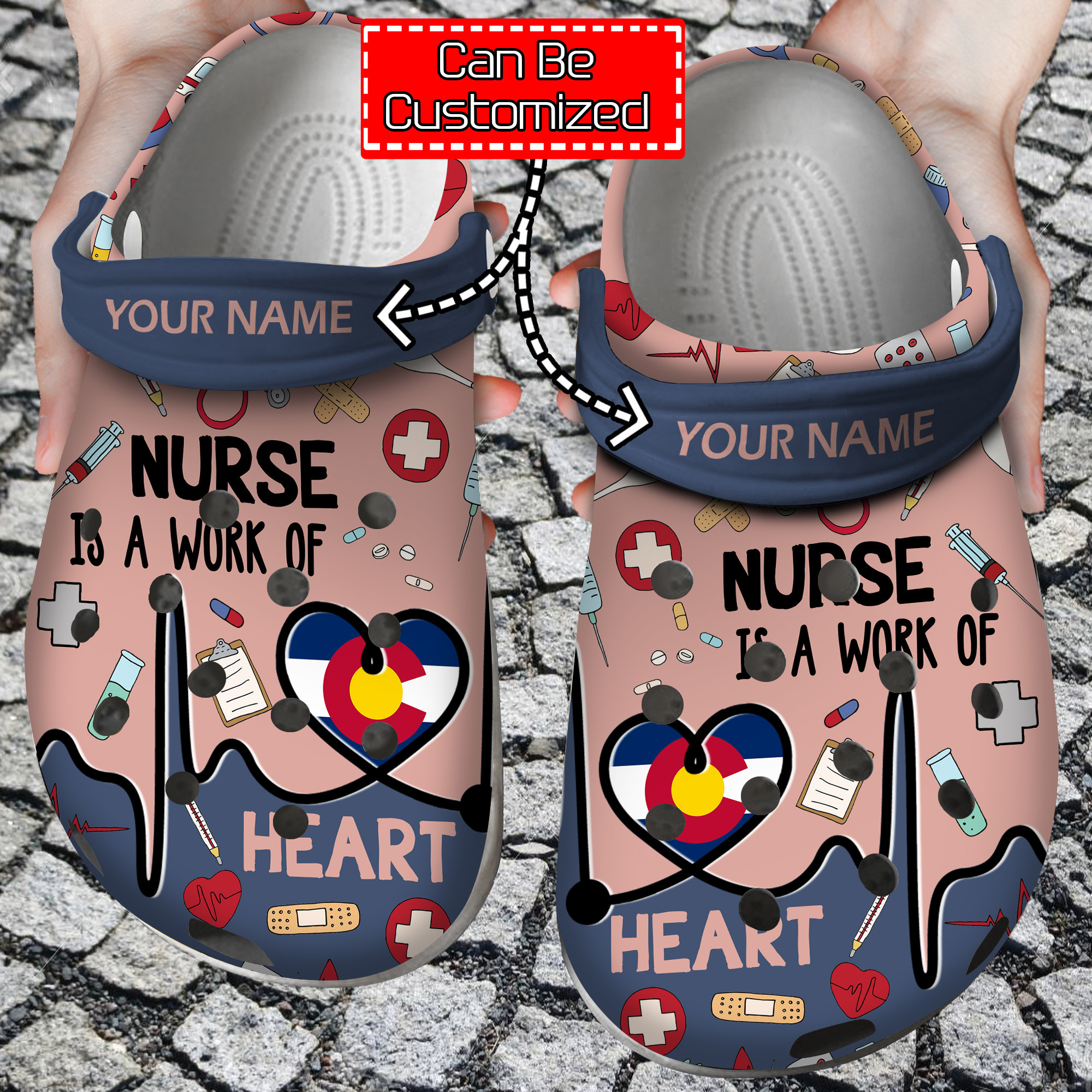 Nurse Crocs Nurse Is A Work Of Heart Personalized Clog Shoes With Your Name