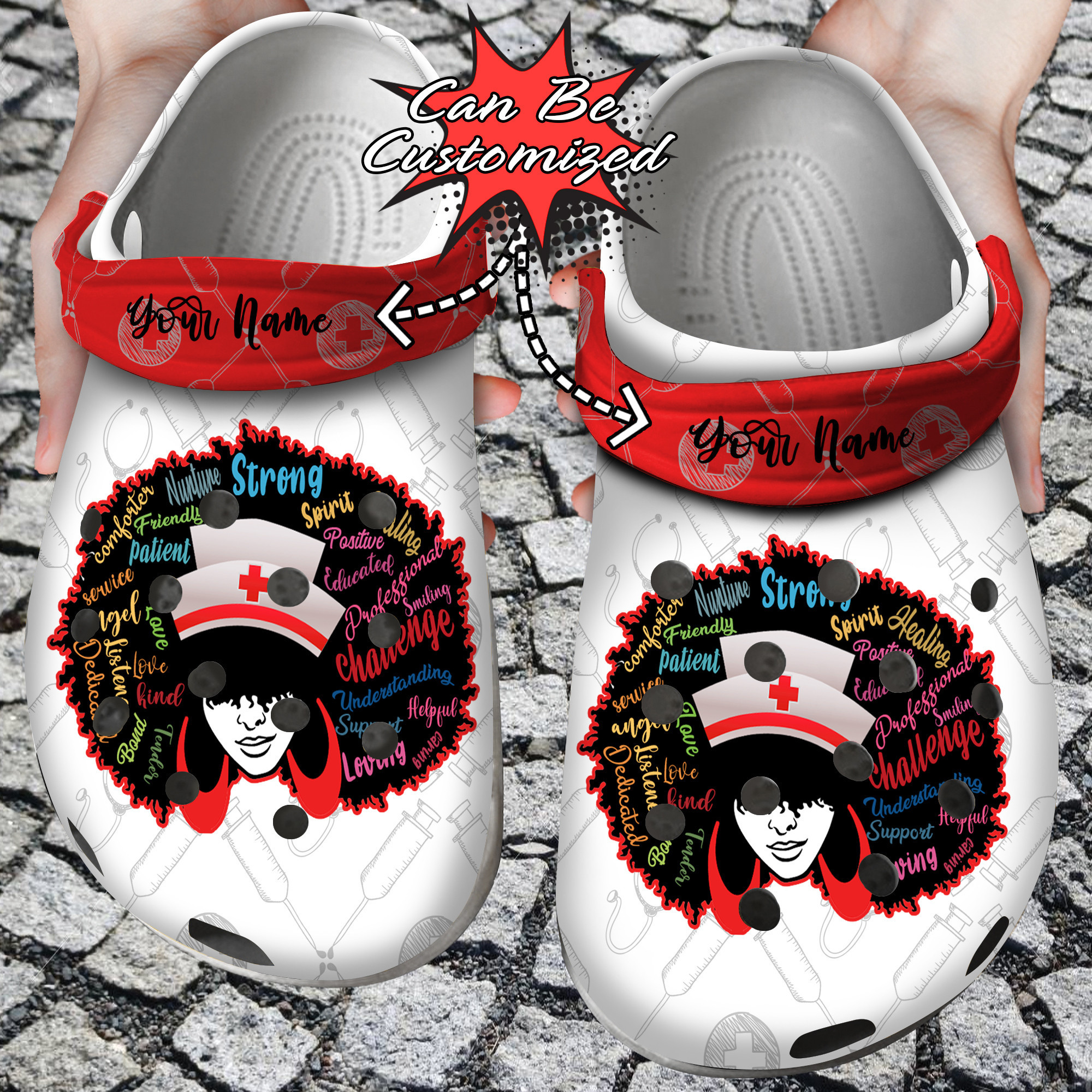 Nurse Crocs Personalized Nurse Black Woman Clog Shoes