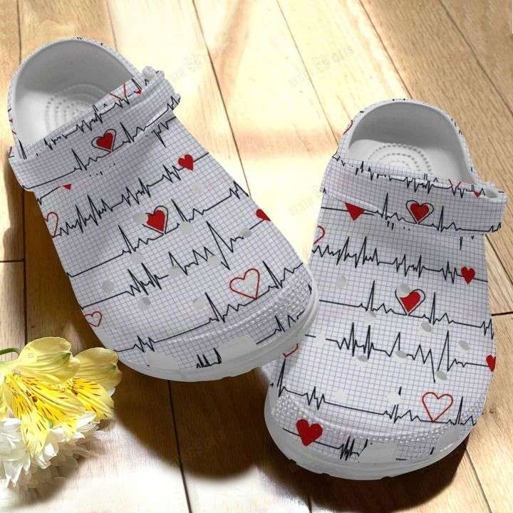 Nurse Heart Beat Crocs Crocband Clog Shoes For Men Women