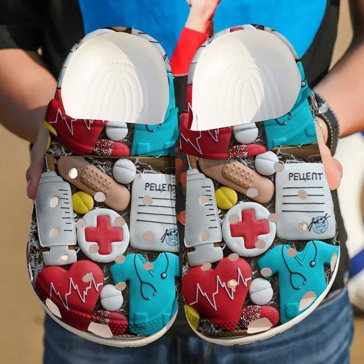 Nurse Heart Love Doctor Rubber Crocs Clog Shoes Comfy Footwear