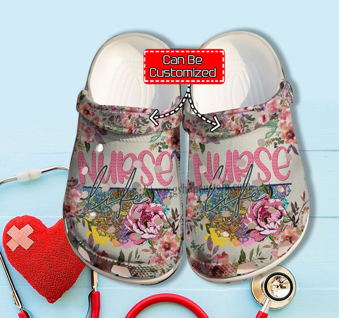 Nurse Life Flower Women Crocs Shoes Gift Step Mom