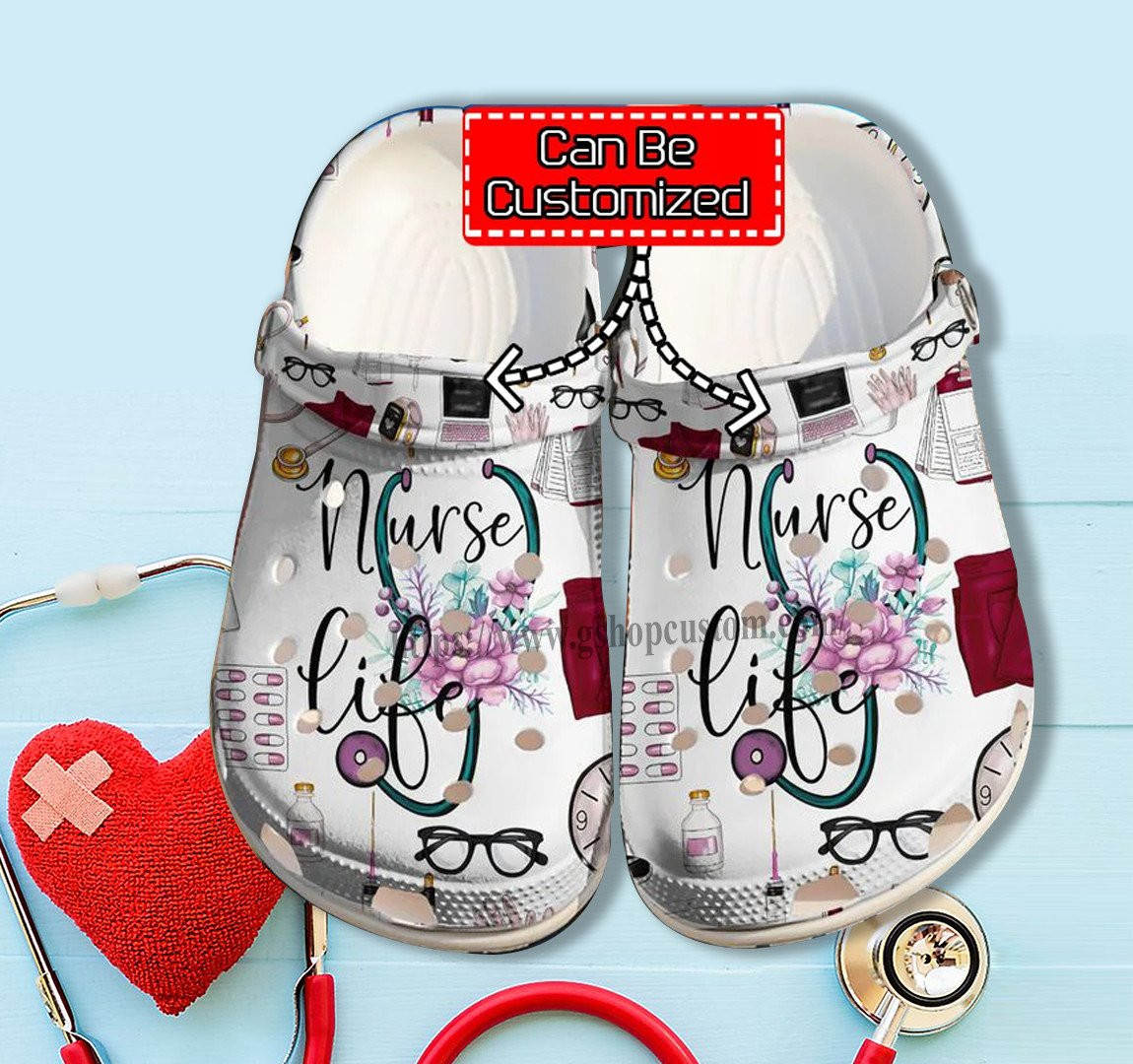 Nurse Life Medical Item Crocs Shoes Gift Birthday Daughter - Nurse Flower Love Life Shoes Croc Clogs Customize