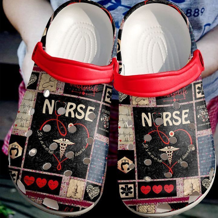 Nurse Pattern Gift Rubber Crocs Clog Shoes Comfy Footwear