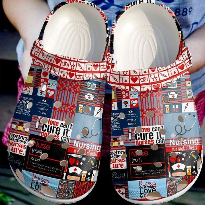 Nurse Pattern Rubber Crocs Clog Shoes Comfy Footwear