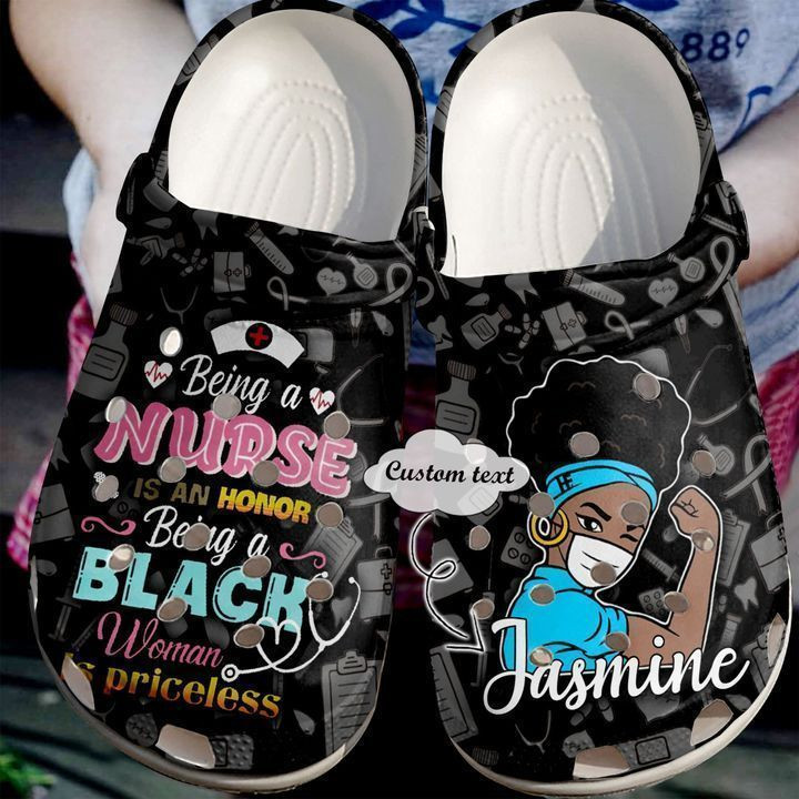 Nurse Personalized Black Crocs Classic Clogs Shoes