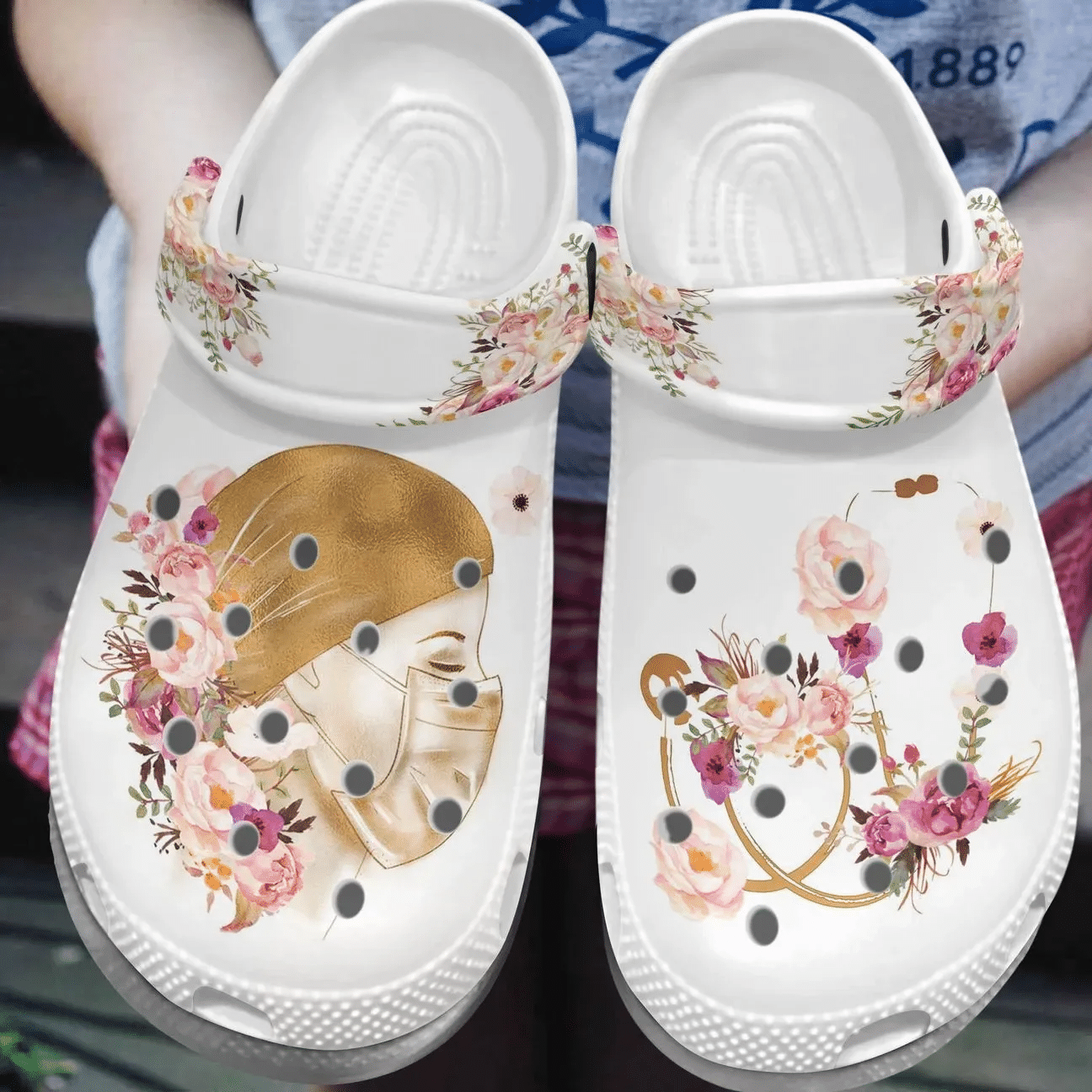 Nurse Personalized Clog Custom Crocs Comfortablefashion Style Comfortable For Women Men Kid Print 3D Flowers