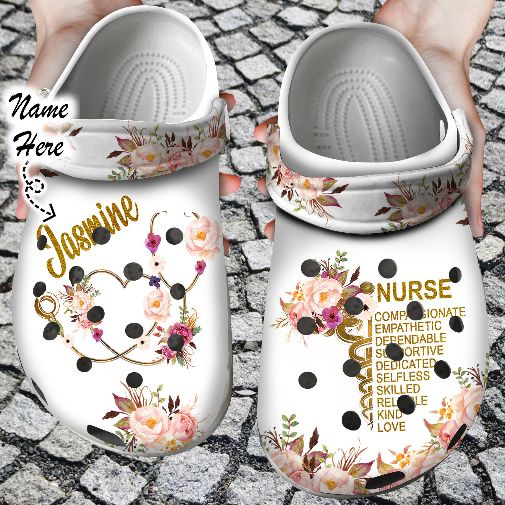 Nurse Personalized Floral Crocs Crocs Clog Shoes Nurse Crocs