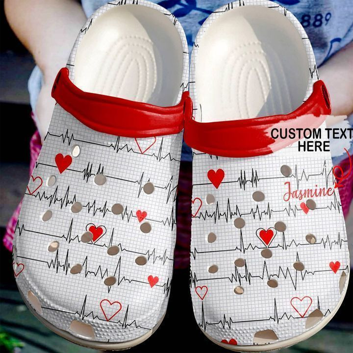 Nurse Personalized Heartbeat Pattern Crocs Classic Clogs Shoes