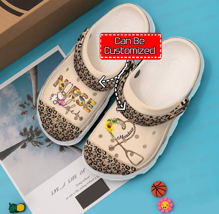 Nurse Personalized Life Leopard Crocs Crocs Clog Shoes Nurse Crocs