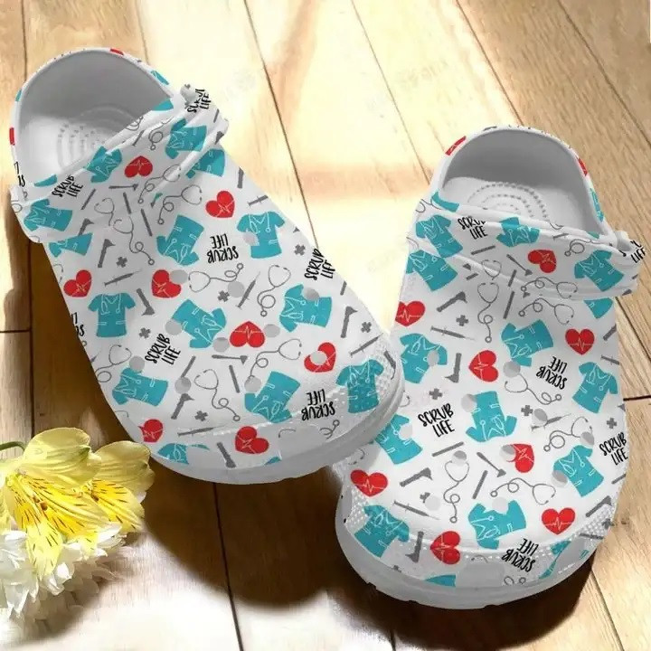 Nurse Scrub Life Nursing Job Symbols Pattern Crocs Crocband Clog Shoes For Men Women