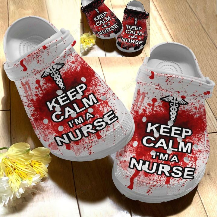 Nurse White Sole Keep Calm I Am A Nurse Crocs Classic Clogs Shoes