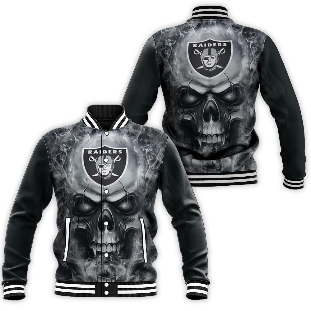 Oakland Raiders 3d Skull Jersey Baseball Jacket for Men Women