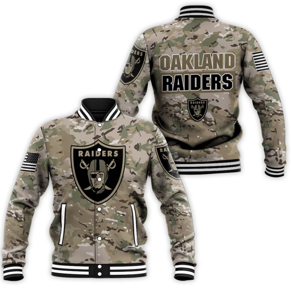 Oakland Raiders Camo Pattern 3d Jersey Baseball Jacket for Men Women