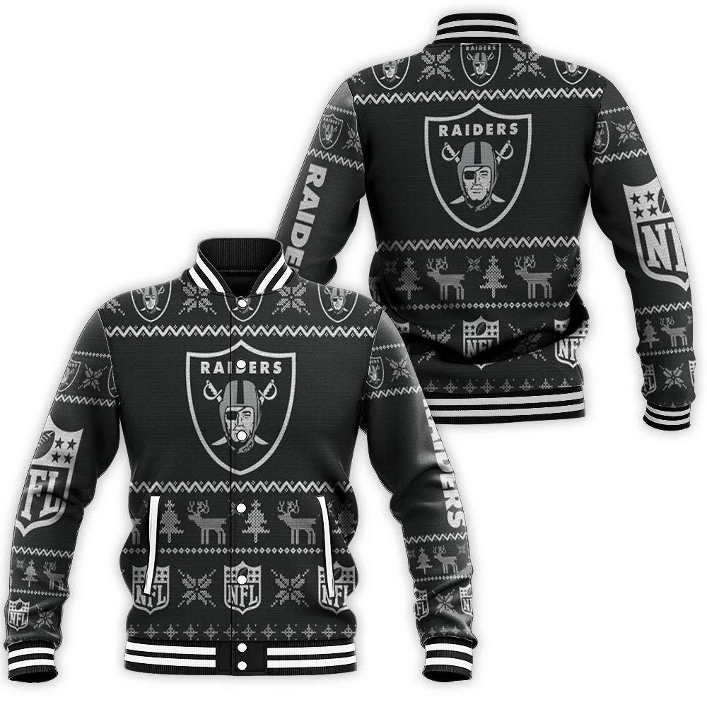 Oakland Raiders Christmas 3d Baseball Jacket for Men Women